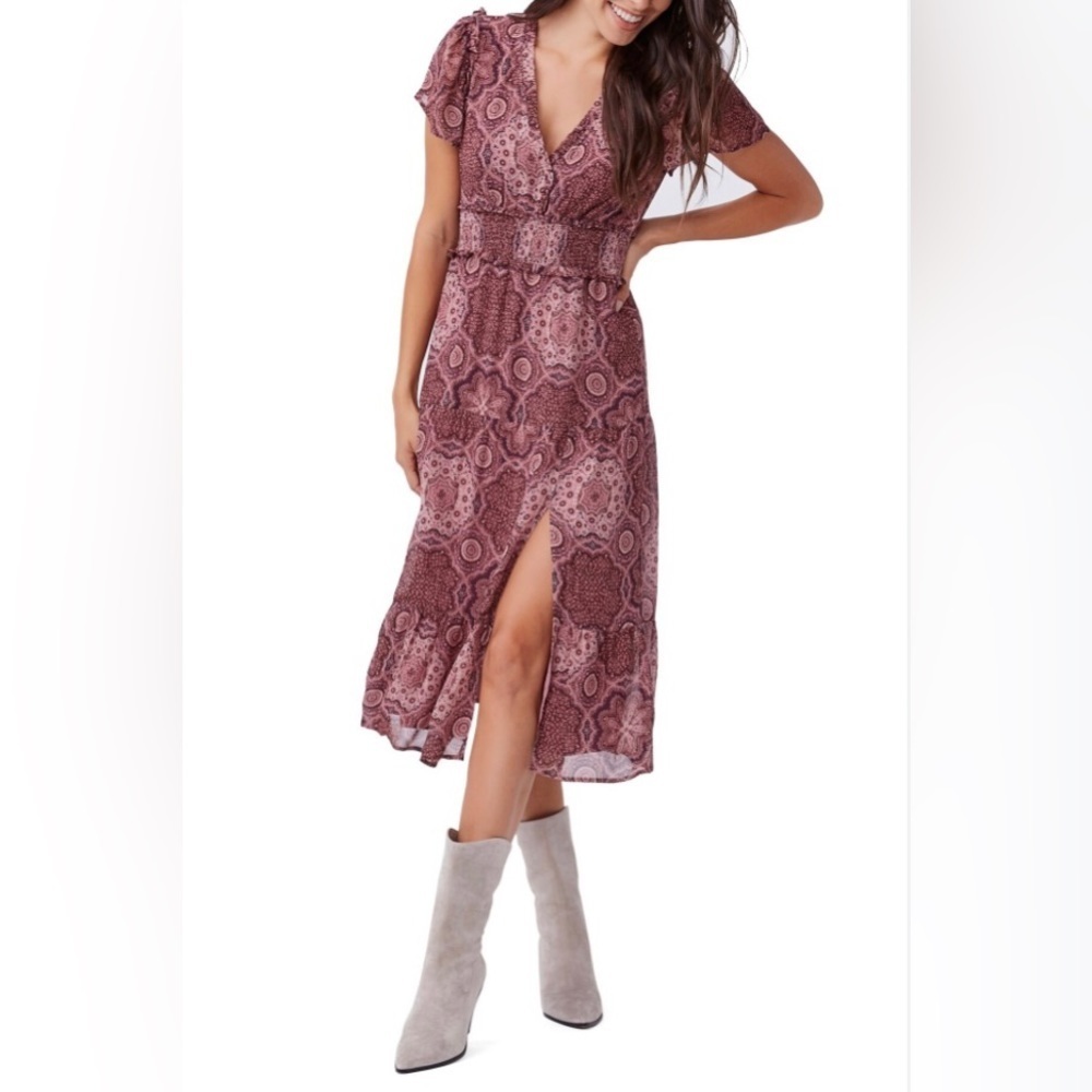 Paige Holland Smocked Silk Dress in Mesa Rose‎